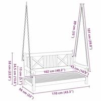 Schommelbank Bruin 110 x 56 x 58.5 cm Massief Acaciahout - thumbnail
