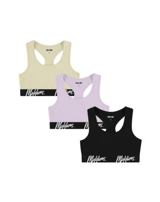 Malelions Bralette 3-Pack Dames Zwart/Paars/Groen - Maat XS - Kleur: ZwartGroenPaars | Soccerfanshop