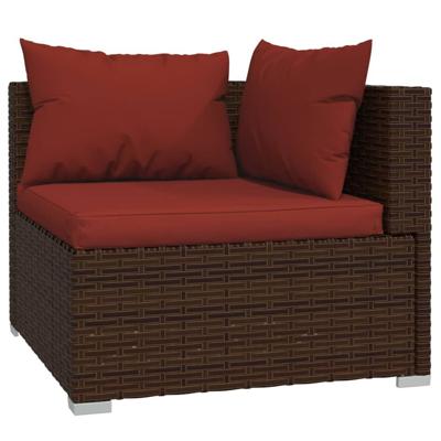 4-delige Loungeset met kussens poly rattan bruin