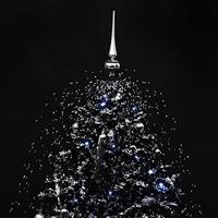 Kerstboom sneeuwend met paraplubasis 140 cm PVC zwart - thumbnail