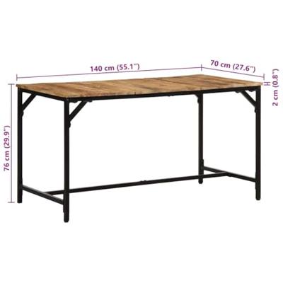 Eettafel 140x70x75 cm massief hout ruw mangohout