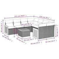9-delige Loungeset met kussens poly rattan beige - thumbnail