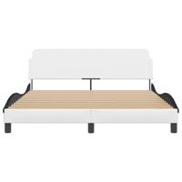 Bedframe met hoofdbord kunstleer zwart en wit 160x200 cm - thumbnail