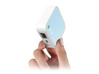 TP-Link TL-WR802N N300 WLAN nano-router (draagbaar, accesspoint, tv-adapter, repeater, router, client, 300 Mbit/s (2,4 GHz), Media, FTP server), blauw/wit - thumbnail