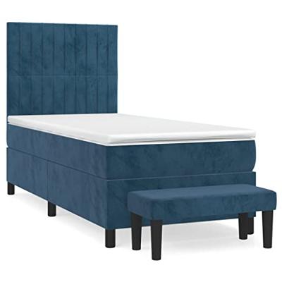 Boxspring met matras fluweel donkerblauw 80x200 cm