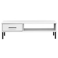 Salontafel met metalen poten OSLO massief grenenhout wit - thumbnail