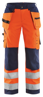 Blåkläder Dames Softshell werkbroek High-Vis 71672517 | High-Vis Oranje/Marineblauw | Maat 50 - 7330509540442