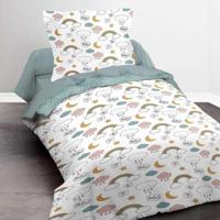 TODAY Kids First 1.15 Kinderbedset - 1 persoon - Dekbedovertrek 140 x 200 en 1 kussensloop 63 x 63 cm - Witte print - thumbnail