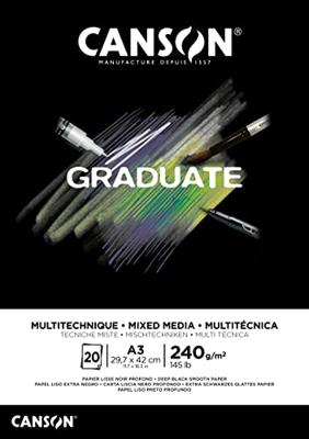 Mixed mediapapier canson graduate 240gr a3 zwart