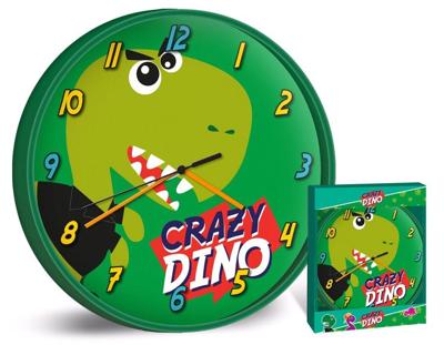 Crazy Dino groen wandklok 25 cm