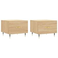 Salontafels 2 st 50x50x40 cm bewerkt hout sonoma eikenkleurig - thumbnail