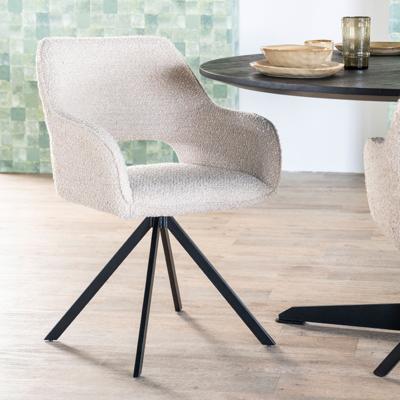 Eleonora Draaibare Eetkamerstoel 'Fabio' Bouclé, kleur Beige