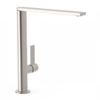 Wastafelmengkraan Tres Project 1-Hendel Uitloop Recht 28,5 cm Rond RVS - thumbnail