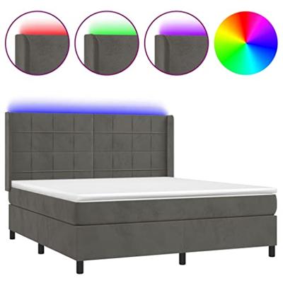 Boxspring met matras en LED fluweel donkergrijs 160x200 cm