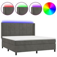 Boxspring met matras en LED fluweel donkergrijs 160x200 cm - thumbnail