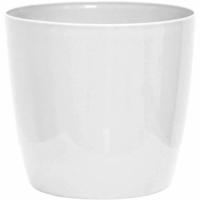 Glanzende plantenpot - GARDEN ID - Glanzend Wit met wielen - 35 x 32 cm - Keramiek look - Waterdicht - Gemakkelijk te verplaatsen - thumbnail