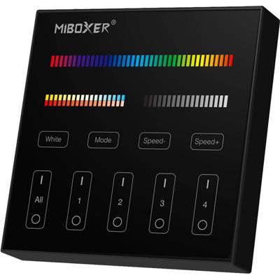 MiBoxer RGB-CCT draadloze opbouw schakelaar 2.4G 4-zones zwart - LED0232