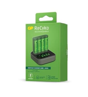 GP ReCyko Batterijlader USB B421 + Laaddock D451 + 4x AA 2100 mAh Batterijen