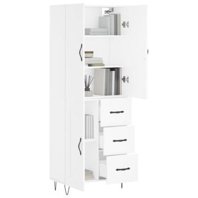 Hoge kast 69,5x34x180 cm bewerkt hout wit