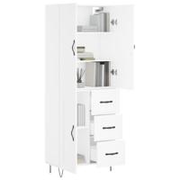 Hoge kast 69,5x34x180 cm bewerkt hout wit - thumbnail