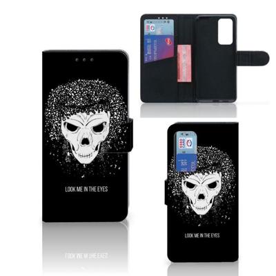 Telefoonhoesje met Naam Huawei P40 Skull Hair | Portemonnee hoesje