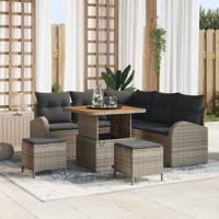 Tuinbankenset met kussen 8 pcs Grijs poly rattan - thumbnail
