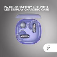 Mars Gaming MHIB2, Bluetooth 5.4 Oordopjes, Indringend Geluid, Ergonomisch Halftransparant en Ultracompact Ontwerp, 24 Uur Afspeeltijd, Draadloze Oordopjes met Oplaadcase en LED-indicator, Paars​ - thumbnail