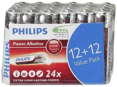 Philips power alkaline aaa/lr03 mini penlite blister box 24 101024