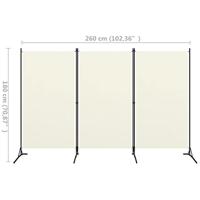 Kamerscherm met 3 panelen 260x180 cm crmewit - thumbnail