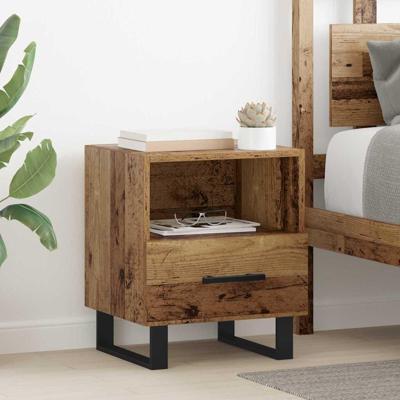 Nachtkastje met lade Oud hout 40 x 35 x 47,5 cm Bewerkt hout Nachtkastje met lade Oud hout 40 x 35 x 47,5 cm Bewerkt hout