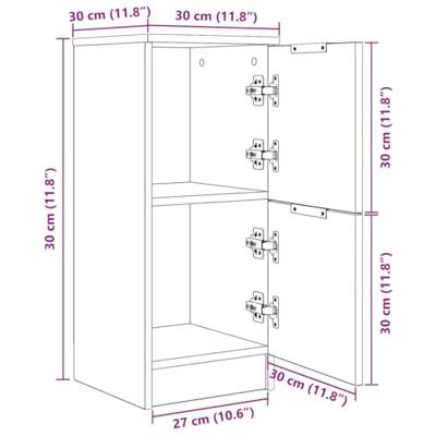 Dressoir 2 pcs Zwart eiken 30 x 30 x 70 cm Bewerkt hout