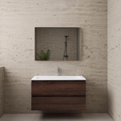 ACTIE BWS Badmeubel | Paris | Sonoma Choco 100 cm | Mat Wit Wastafel | 1 of 2 Kraangaten