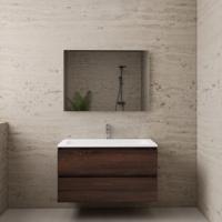 ACTIE BWS Badmeubel | Paris | Sonoma Choco 100 cm | Mat Wit Wastafel | 1 of 2 Kraangaten - thumbnail