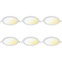 LED Downlight Inbouwspot 6 Stuks - Brinton Thin - 12W 1120lm 120° Bundelhoek - Aanpasbare Lichtkleur 3000K-4000K-6500K - IP40 - Rond - Wit - Ø170mm Buitenmaat - Ø150mm Zaagmaat - thumbnail