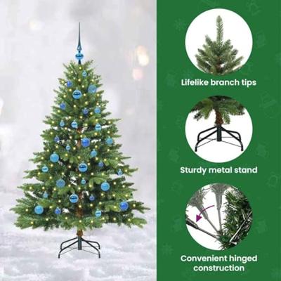 Kunstkerstboom met 150 LED met standaard Groen 150 cm PE en PVC