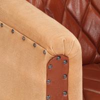 Kuipstoel echt leer en massief mangohout bruin - thumbnail