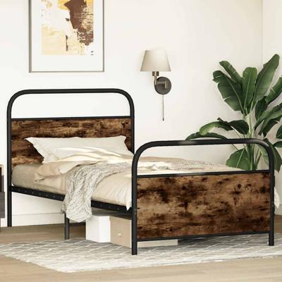 Bedframe zonder matras metaal gerookt eikenkleurig 137x190 cm
