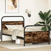 Bedframe zonder matras metaal gerookt eikenkleurig 137x190 cm - thumbnail