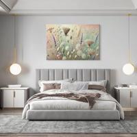 Schilderij - Wilde Bloemen ,kruid weide in pastel tinten, 80X60cm, 1luik - thumbnail