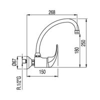 Wastafelkraan Tres Mono 2000 inbouw 172218 Chroom - thumbnail