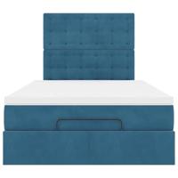 Ottoman bed met matrassen 120x200cm fluweel donkerblauw - thumbnail