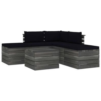 vidaXL 6-delige Loungeset met kussens pallet massief grenenhout