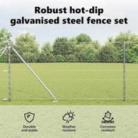 VidaXL Afrasteringspaal zilver 10 x 1 m (36 mm gaas) staal - thumbnail