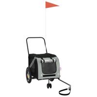 Hondenfietstrailer oxford stof en ijzer grijs en zwart - thumbnail