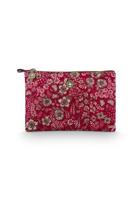 Pip Studio Pip Studio Charly Cosmetic Flat Pouch Medium Quilted Daisy Dreams Red 24x1x15.5cm - thumbnail