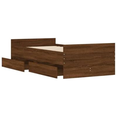 Bedframe met lades bruin eikenkleur 100x200 cm