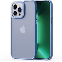 Lunso - iPhone 15 Plus - Back cover hoesje - Metalen ring Lichtblauw - thumbnail