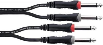Cordial 14846 Jackplug Audio Aansluitkabel [2x Jackplug male 6,3 mm (mono) - 2x Jackplug male 6,3 mm (mono)] 6 m Zwart PVC-mantel, Tweelingkabel