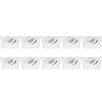 Kantelbare Trimless Inbouwspot Vierkant Wit Aluminium 10-Pack GU10 - thumbnail