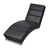 Chaise longue kunstleer zwart - thumbnail